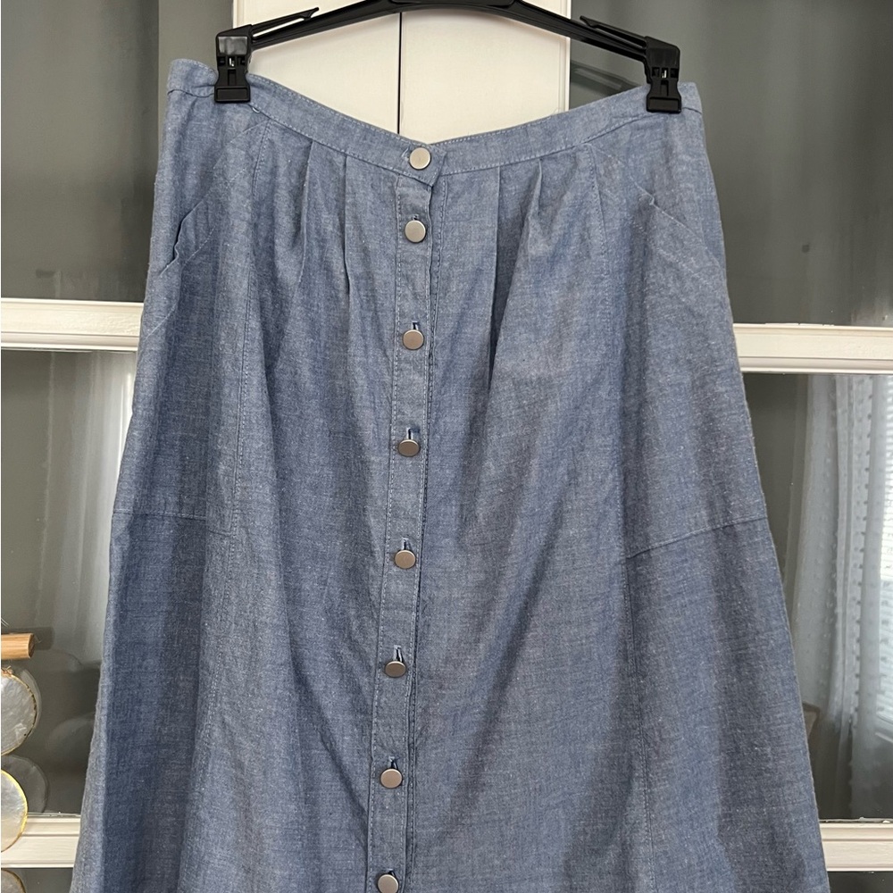 Joie Chambray A-Line Skirt with Button Detail
